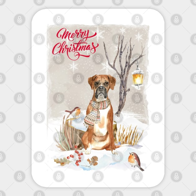 Boxer Dog Merry Christmas Santa Dog Sticker by Puppy Eyes